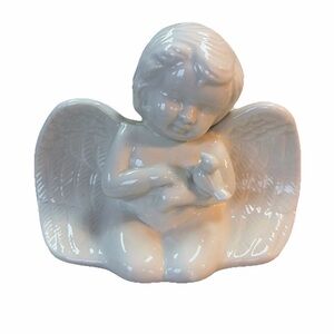 Ceramic Cherub Planter Angel with bird Flower/Succulant Planter